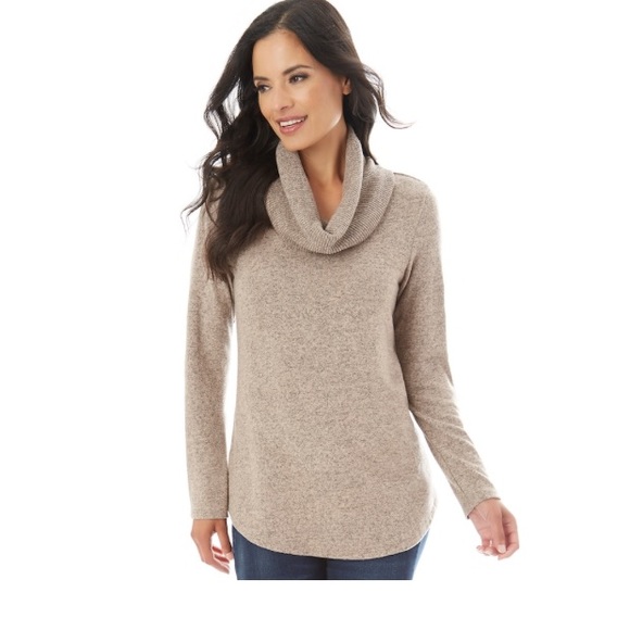 Apt 9 Tan Fuzzy Cowlneck Sweater 